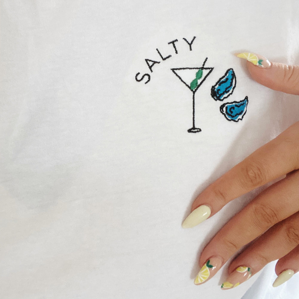 Embroidered Salty Tee with Dirty Martini and Oyster