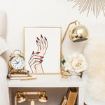 Fashion Illustration Print with Red Nails - Light Skin Tone