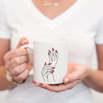 Fashion Illustration Mug With Red Nails - Line Illustration