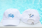 Salty Embroidered Dat Hat with Martini and Oyster front and back